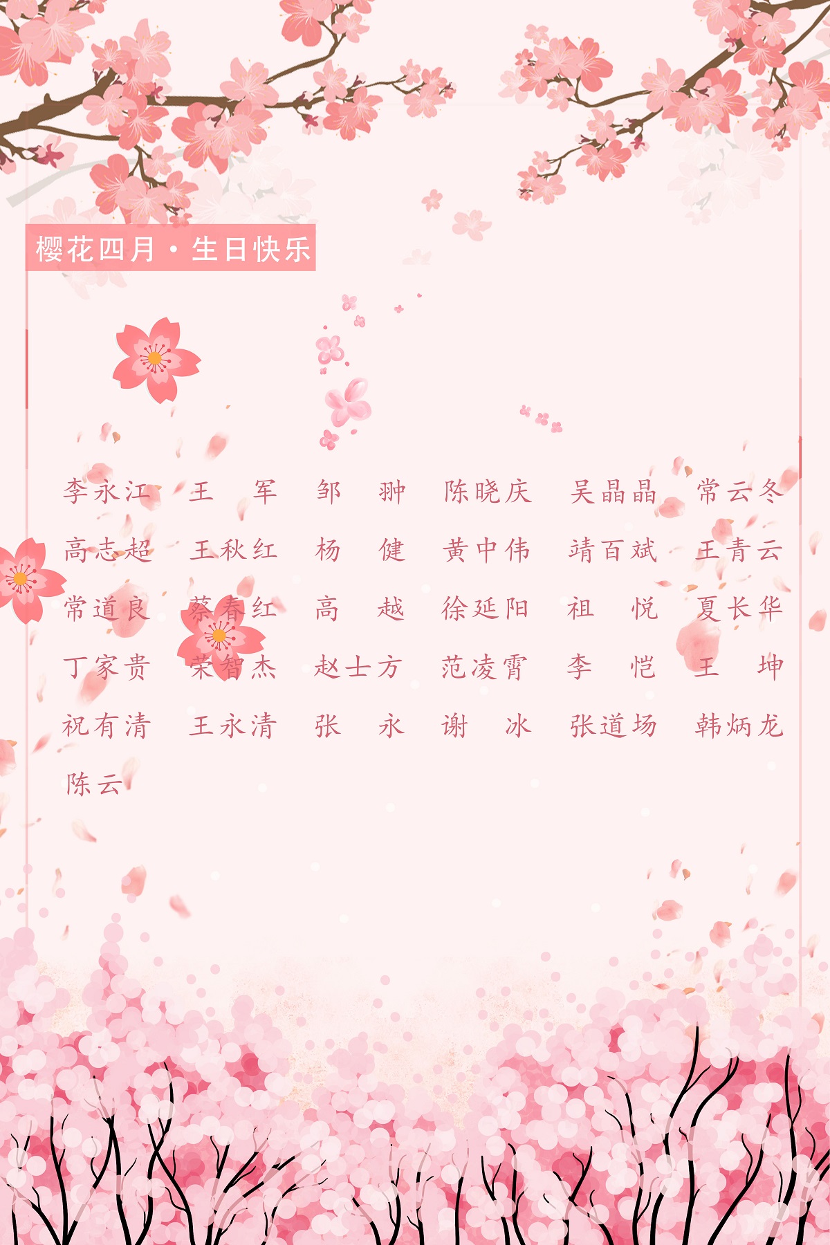 【生日祝?！抗ё?4月生日的員工生日快樂(lè )！