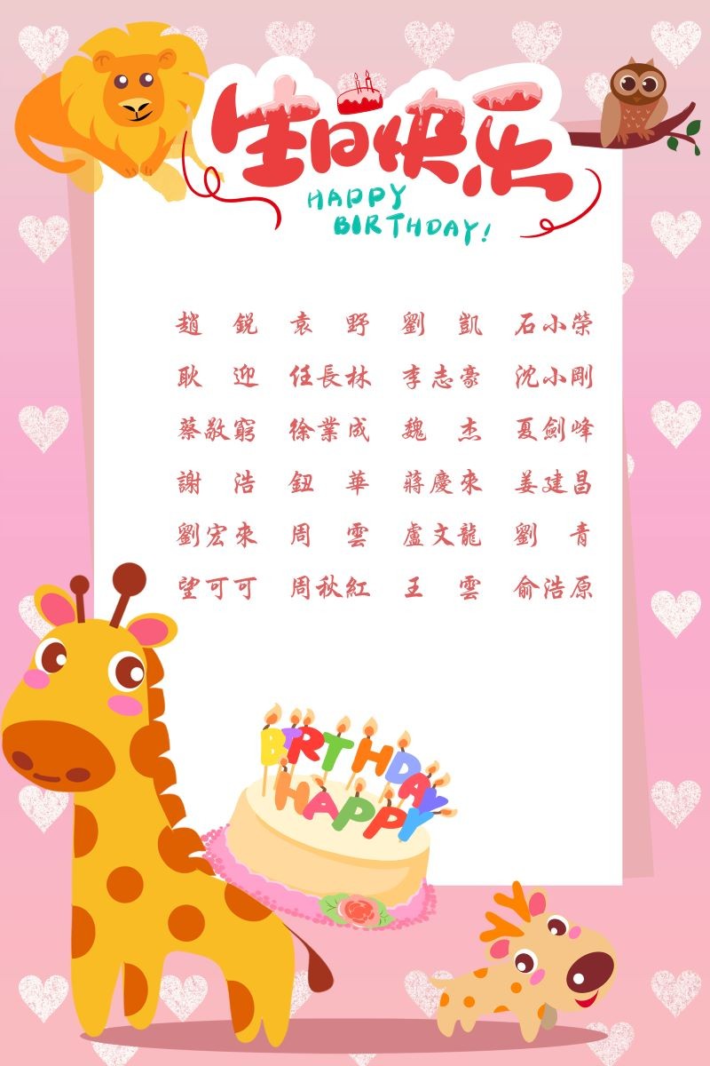【生日祝?！抗ё?8月生日的員工生日快樂(lè )！